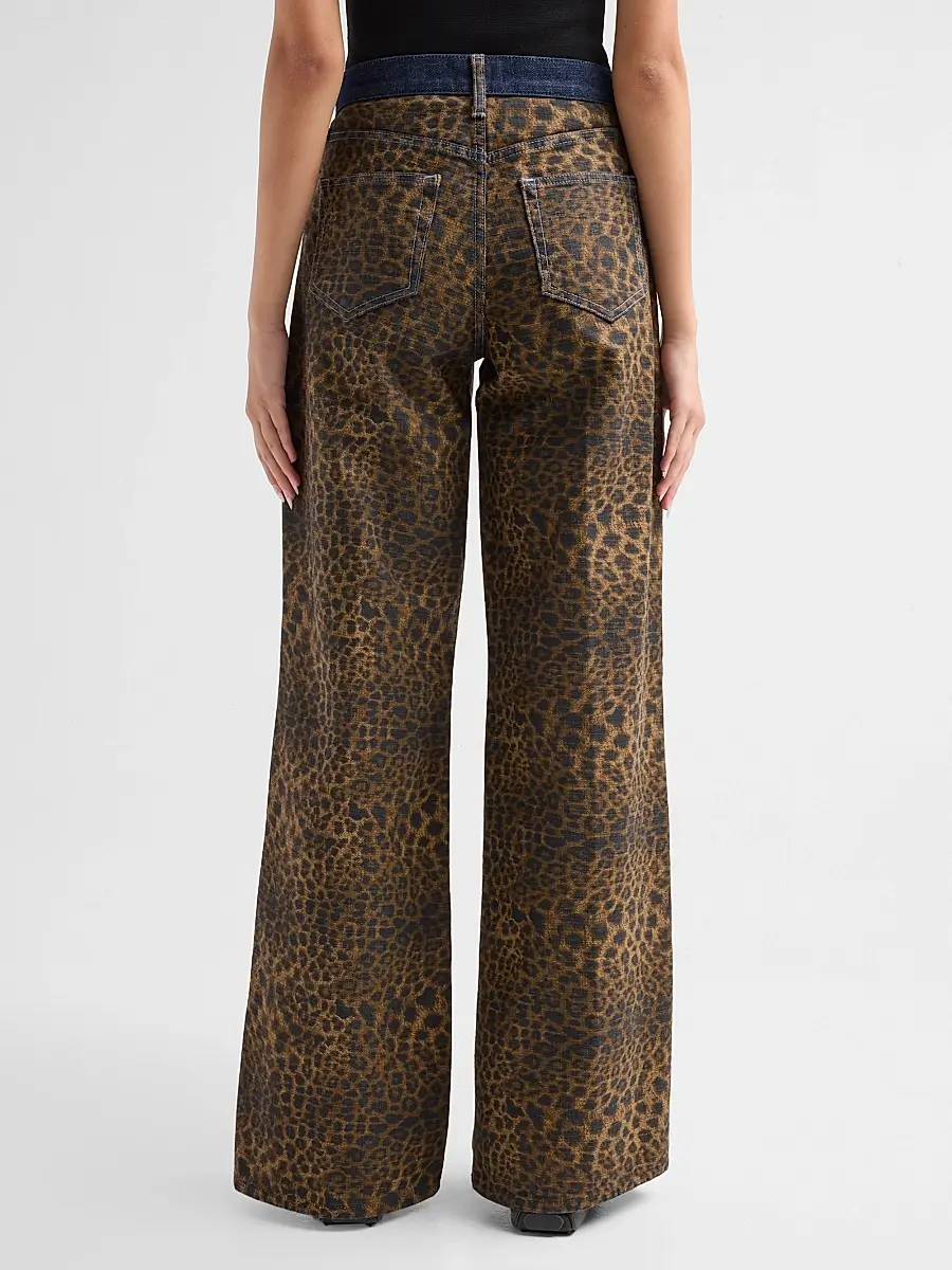 L'Agence Women's Alicent Leopard Print Wide-Leg Jeans | Thumbnail 3 L'Agence Women's Alicent Leopard Print Wide-Leg Jeans | Thumbnail 3