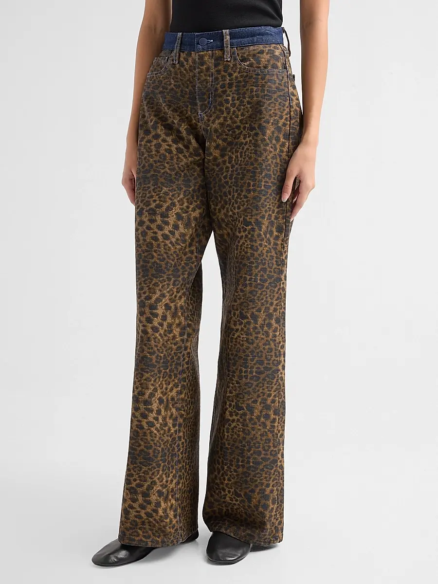 L'Agence Women's Alicent Leopard Print Wide-Leg Jeans | Thumbnail 4 L'Agence Women's Alicent Leopard Print Wide-Leg Jeans | Thumbnail 4