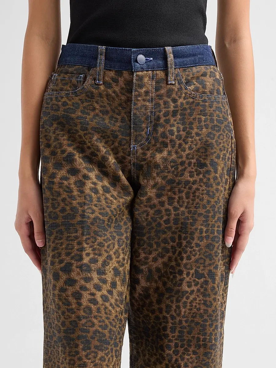 L'Agence Women's Alicent Leopard Print Wide-Leg Jeans | Thumbnail 5 L'Agence Women's Alicent Leopard Print Wide-Leg Jeans | Thumbnail 5