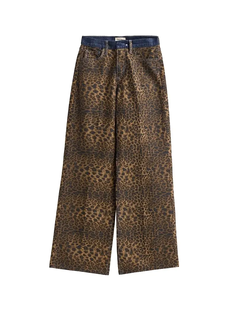 L'Agence Women's Alicent Leopard Print Wide-Leg Jeans