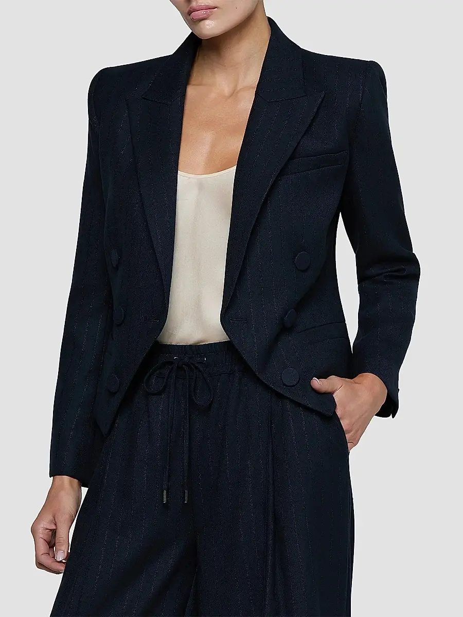L'Agence Women's Risa Striped Double-Breasted Blazer | Thumbnail 4 L'Agence Women's Risa Striped Double-Breasted Blazer | Thumbnail 4