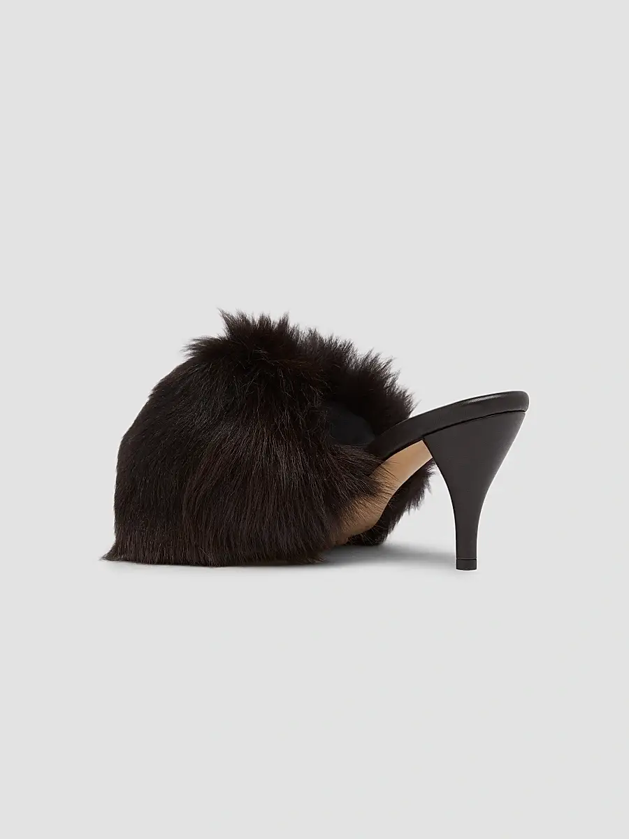 Bottega Veneta Women's 75MM Cherry Shearling & Leather Mules - Fondant Espresso | Thumbnail 4