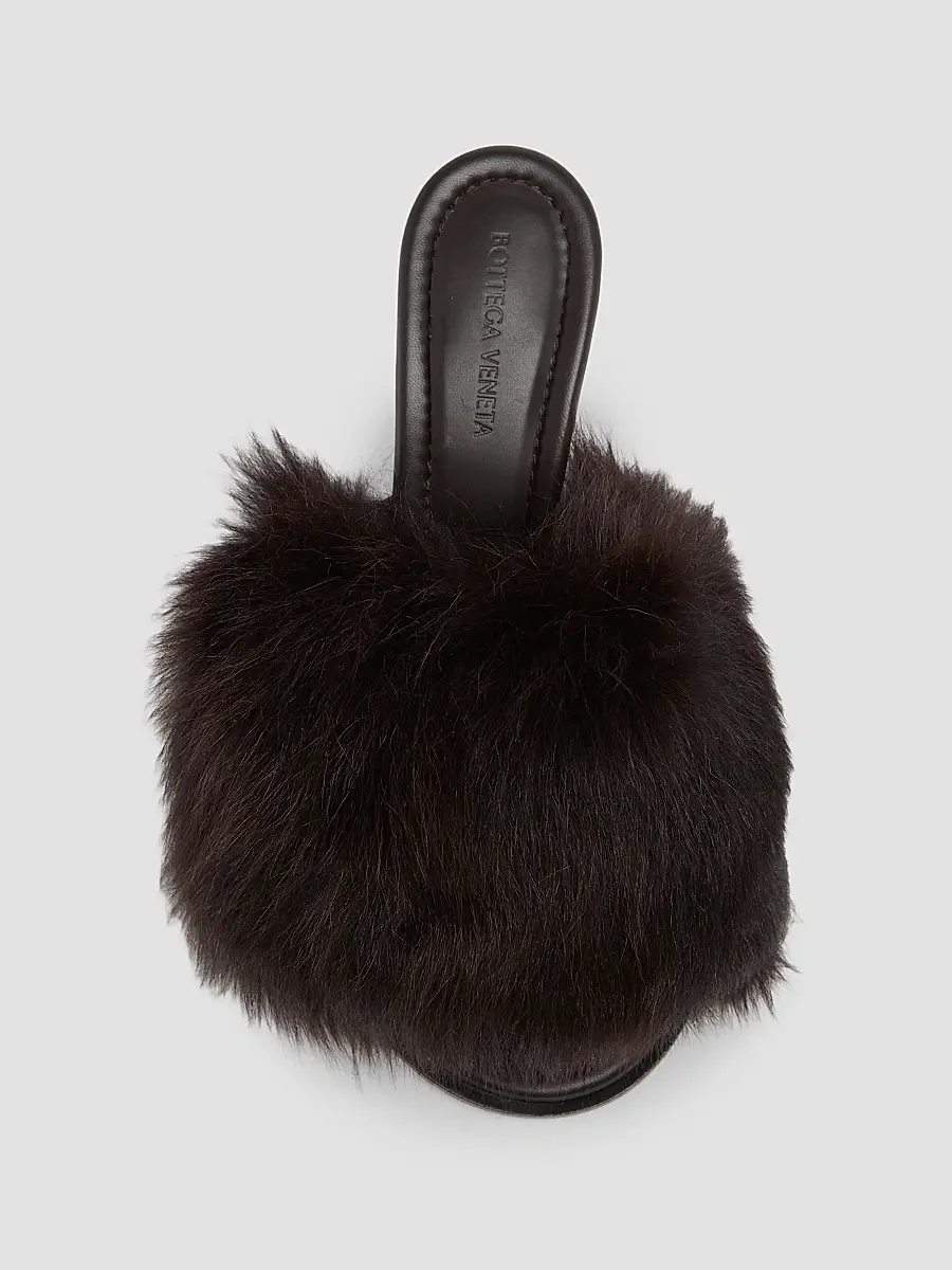 Bottega Veneta Women's 75MM Cherry Shearling & Leather Mules - Fondant Espresso | Thumbnail 6
