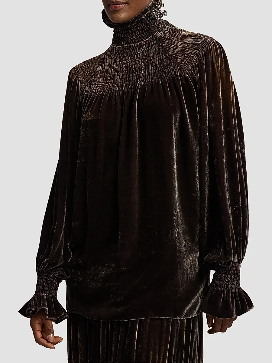 Ralph Lauren Collection Women's Maddison Smocked Velvet Top | Thumbnail 5 Ralph Lauren Collection Women's Maddison Smocked Velvet Top | Thumbnail 5