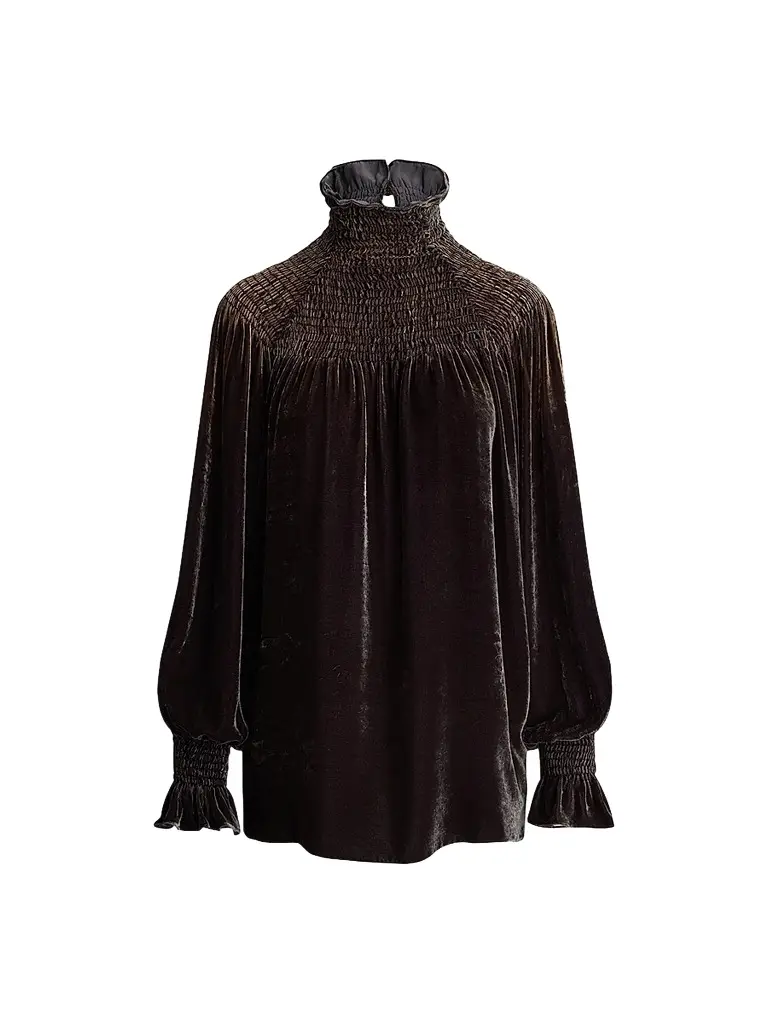 Ralph Lauren Collection Women's Maddison Smocked Velvet Top
