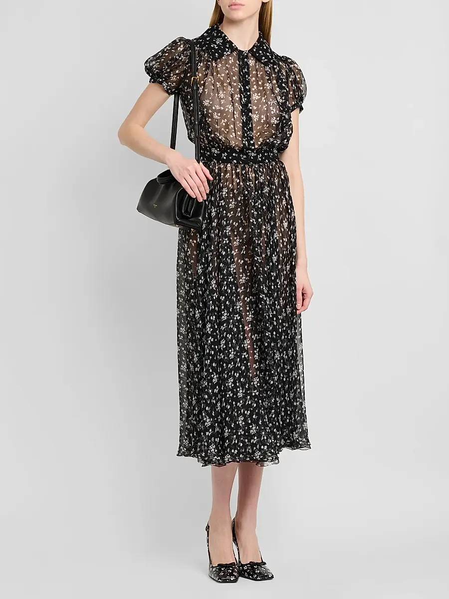 Dolce & Gabbana Women's Chiffon Silk Floral Shirtdress | Thumbnail 2