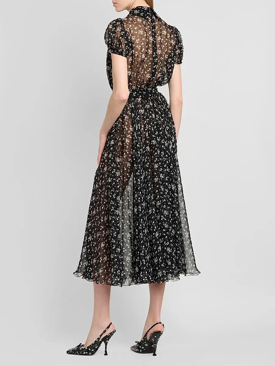Dolce & Gabbana Women's Chiffon Silk Floral Shirtdress | Thumbnail 3
