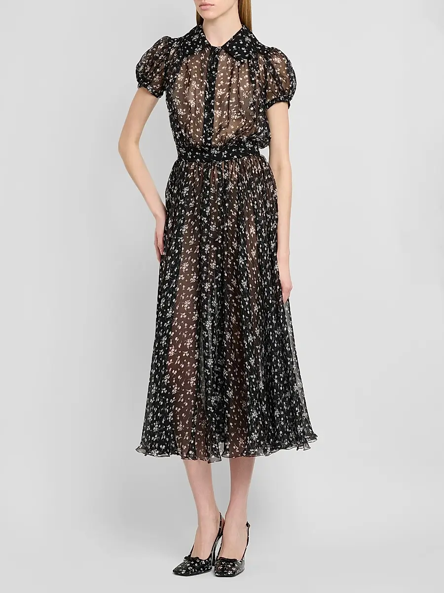 Dolce & Gabbana Women's Chiffon Silk Floral Shirtdress | Thumbnail 4