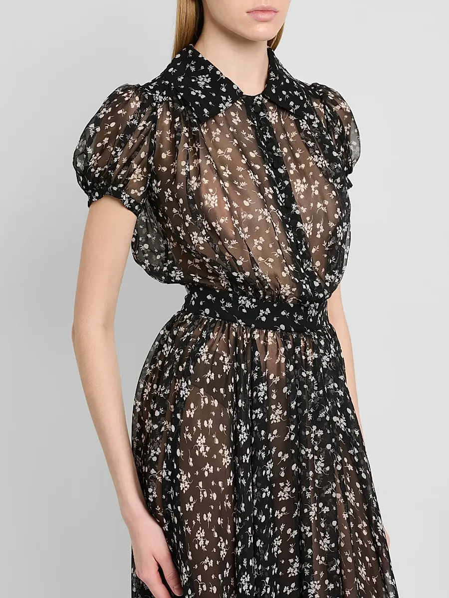 Dolce & Gabbana Women's Chiffon Silk Floral Shirtdress | Thumbnail 5