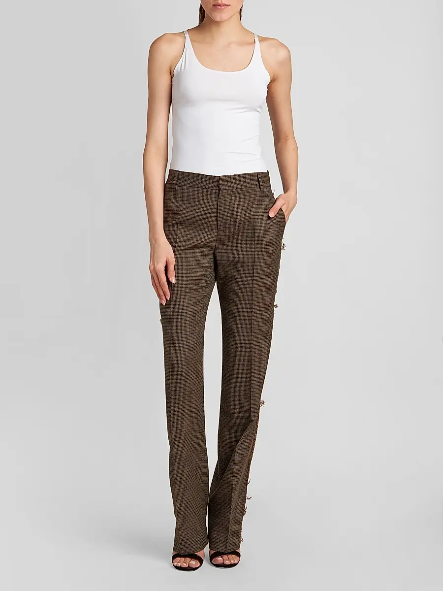 Etro Women's Feather Striped Wool Trousers | Thumbnail 2 Etro Women's Feather Striped Wool Trousers | Thumbnail 2
