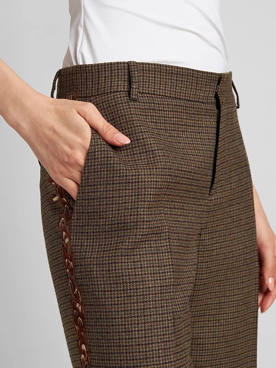 Etro Women's Feather Striped Wool Trousers | Thumbnail 5 Etro Women's Feather Striped Wool Trousers | Thumbnail 5