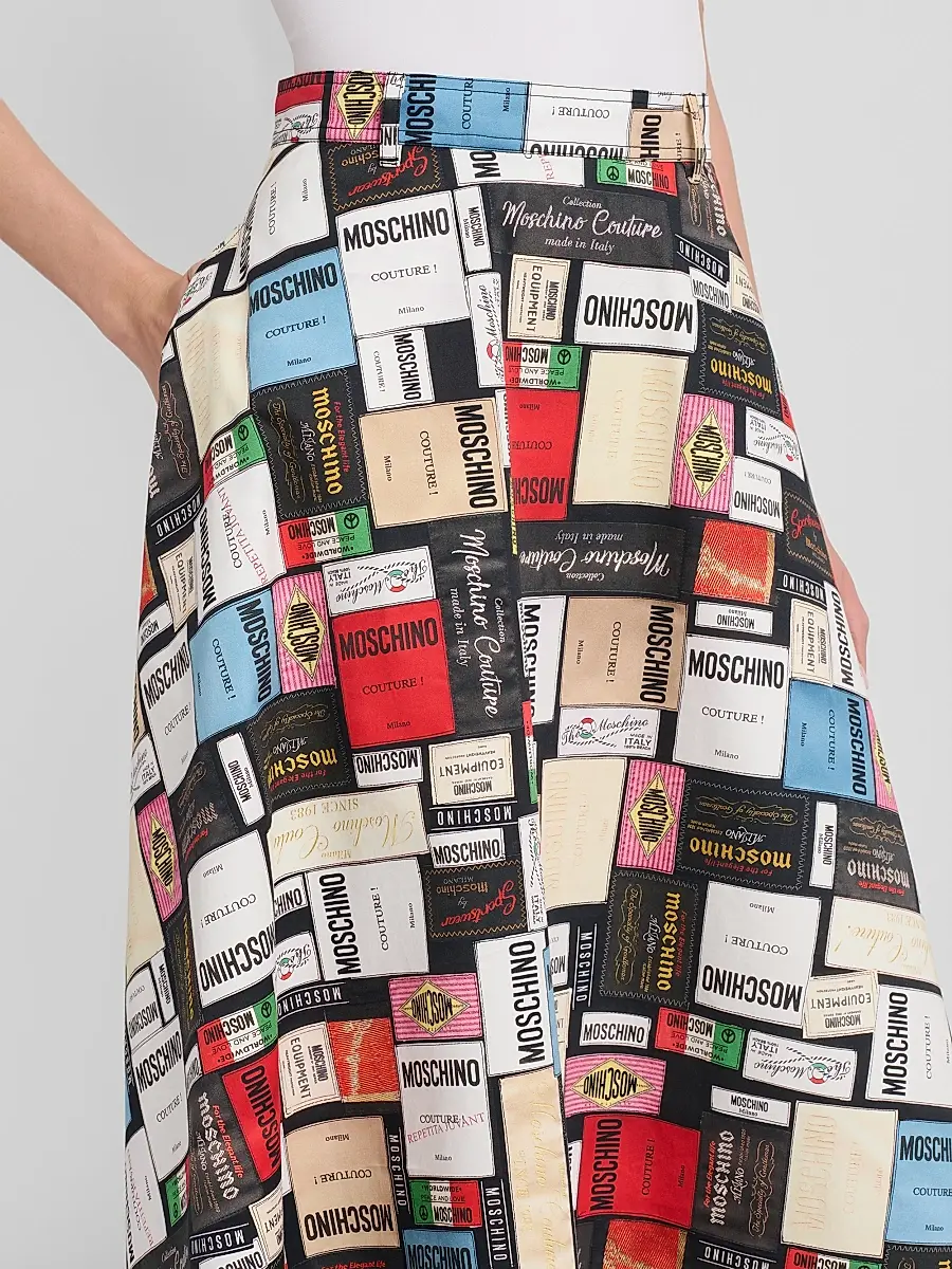 MOSCHINO Women's Logo Patch Cotton Gabardine Midi Skirt | Thumbnail 5 MOSCHINO Women's Logo Patch Cotton Gabardine Midi Skirt | Thumbnail 5