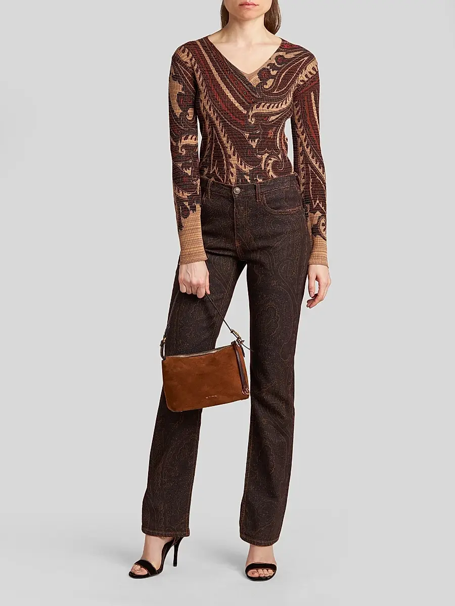 Etro Women's Stamped Paisley V-Neck Top | Thumbnail 2