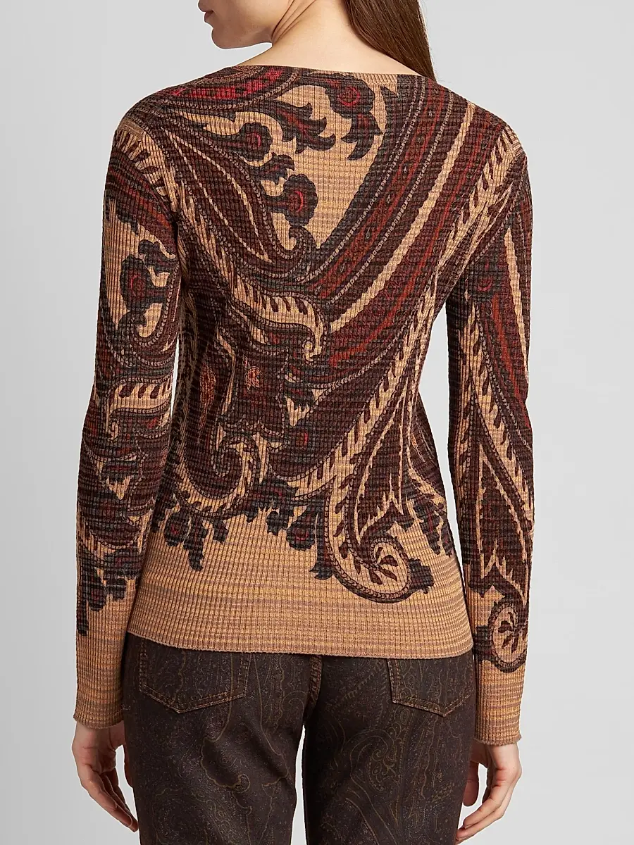 Etro Women's Stamped Paisley V-Neck Top | Thumbnail 3