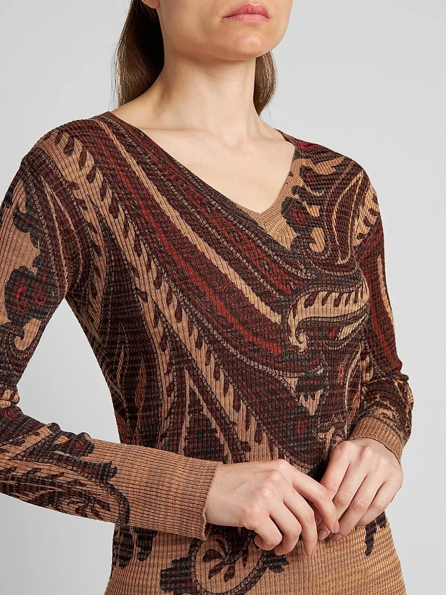Etro Women's Stamped Paisley V-Neck Top | Thumbnail 5