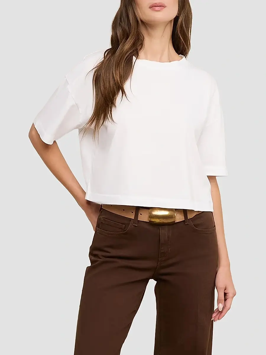 L'Agence Women's Daria Cotton Crop T-Shirt | Thumbnail 4 L'Agence Women's Daria Cotton Crop T-Shirt | Thumbnail 4
