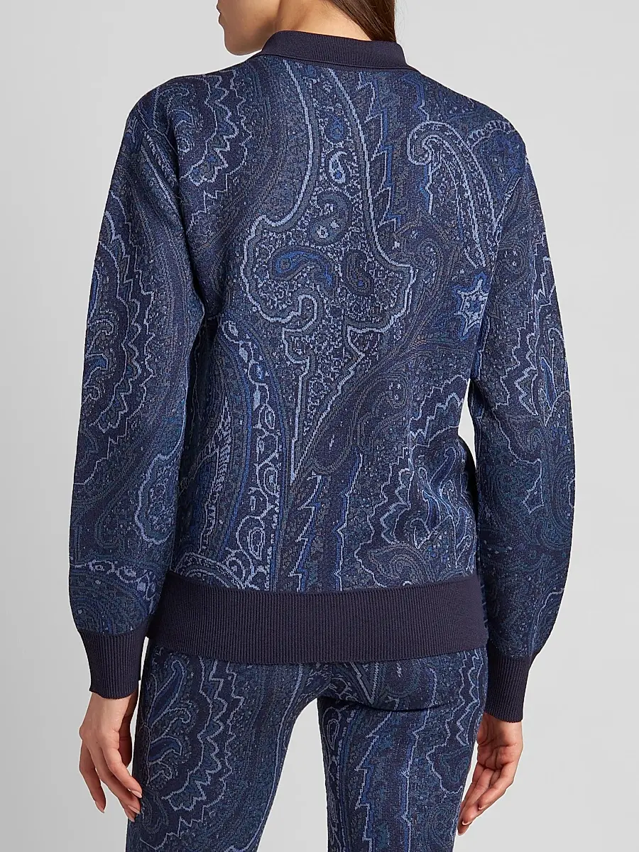 Etro Women's Paisley Knit Polo Top | Thumbnail 3
