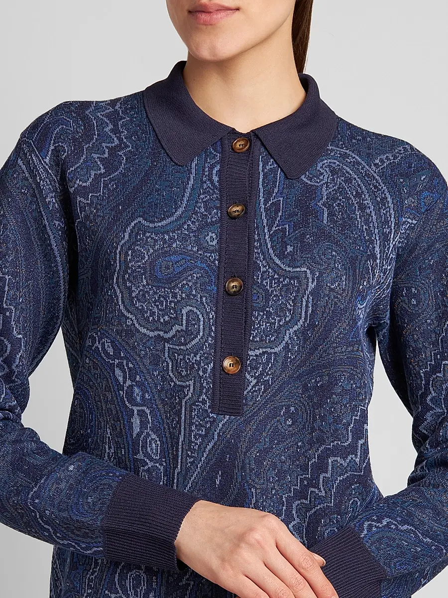Etro Women's Paisley Knit Polo Top | Thumbnail 5