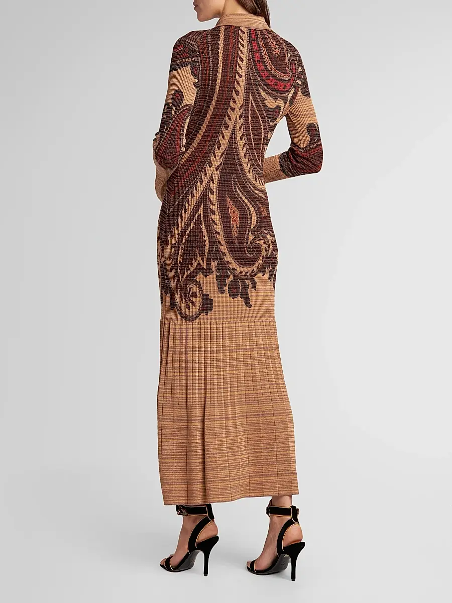 Etro Women's Stamped Paisley Knit Polo Maxi Dress | Thumbnail 3 Etro Women's Stamped Paisley Knit Polo Maxi Dress | Thumbnail 3