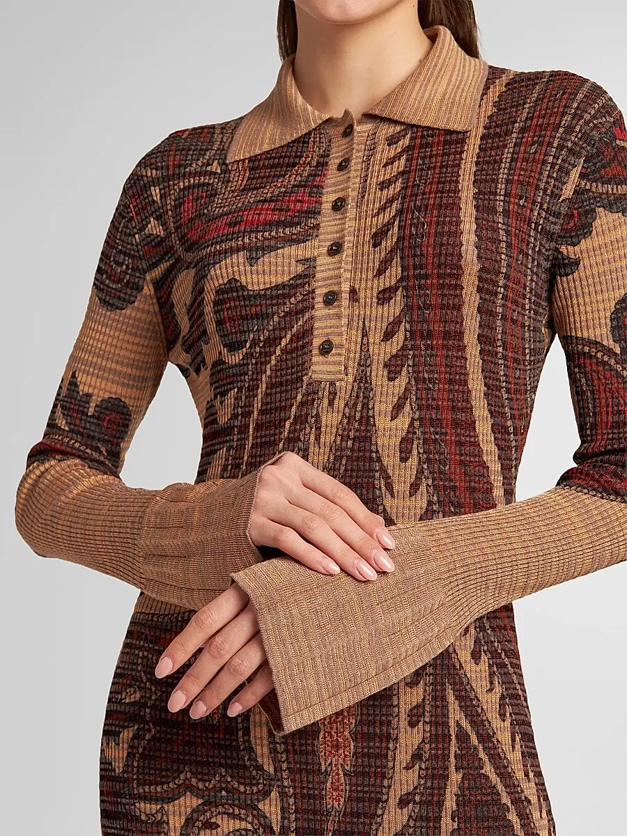 Etro Women's Stamped Paisley Knit Polo Maxi Dress | Thumbnail 5 Etro Women's Stamped Paisley Knit Polo Maxi Dress | Thumbnail 5