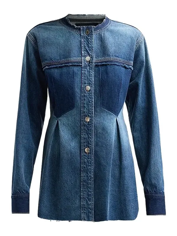 Veronica Beard Women's Weslia Denim Pleated Shacket