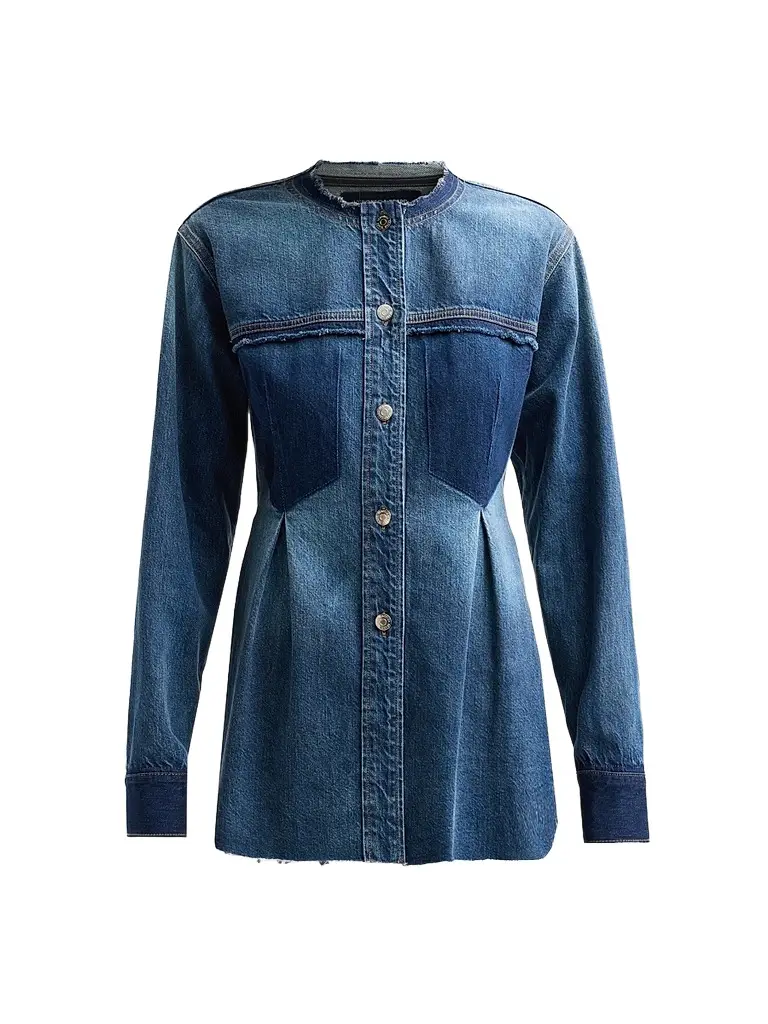 Veronica Beard Women's Weslia Denim Pleated Shacket