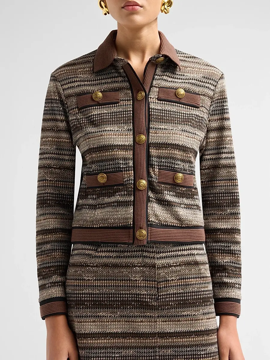 Ramy Brook Women's Clara Striped Houndstooth Jacket | Thumbnail 5 Ramy Brook Women's Clara Striped Houndstooth Jacket | Thumbnail 5