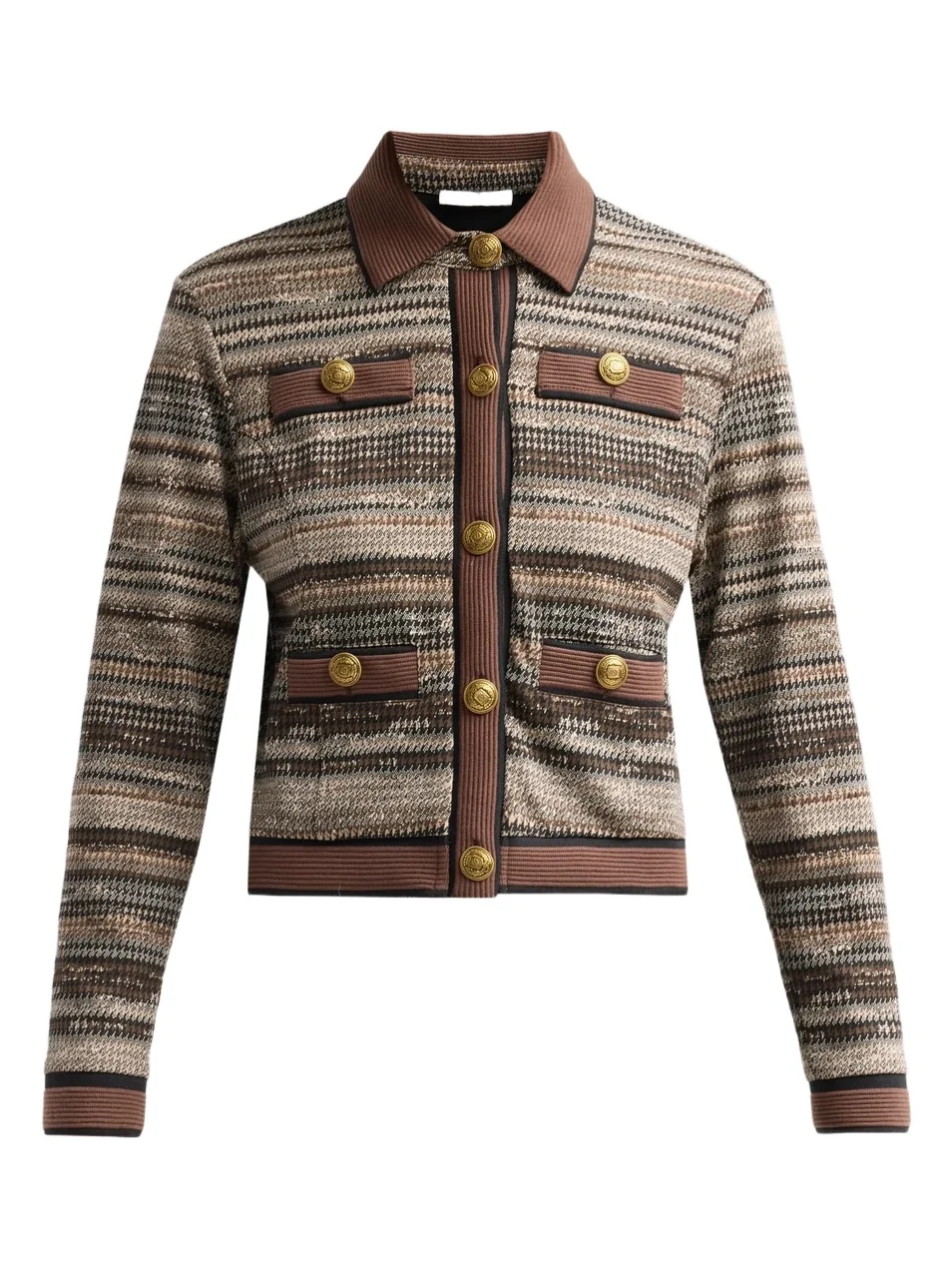 Ramy Brook Women's Clara Striped Houndstooth Jacket