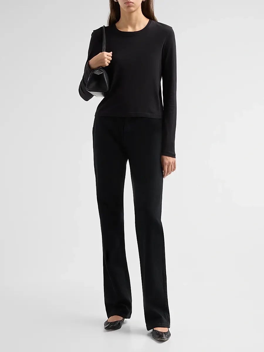 L'Agence Women's Leanne Long-Sleeve Crewneck T-Shirt | Thumbnail 2 L'Agence Women's Leanne Long-Sleeve Crewneck T-Shirt | Thumbnail 2