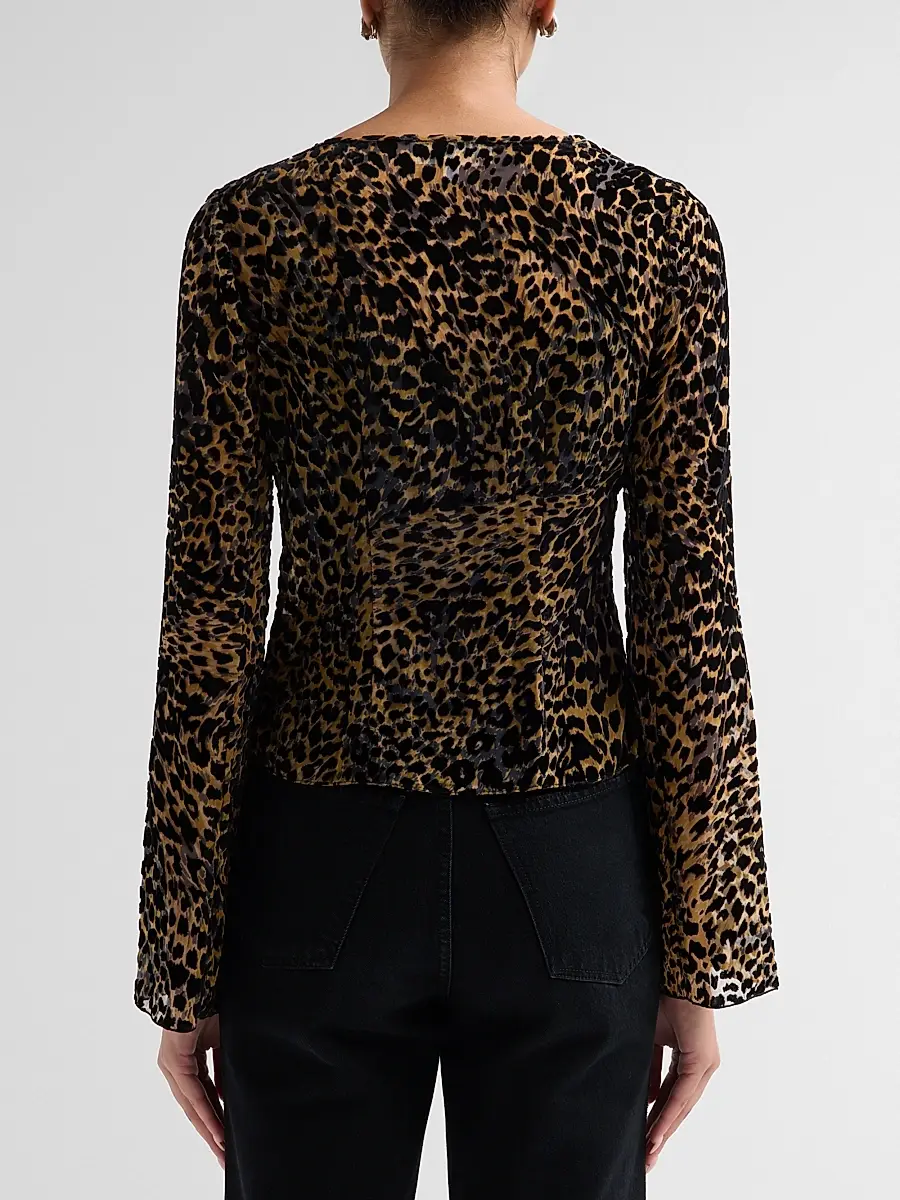 Ronny Kobo Women's Marian Leopard-Print Ruffled Top | Thumbnail 3 Ronny Kobo Women's Marian Leopard-Print Ruffled Top | Thumbnail 3