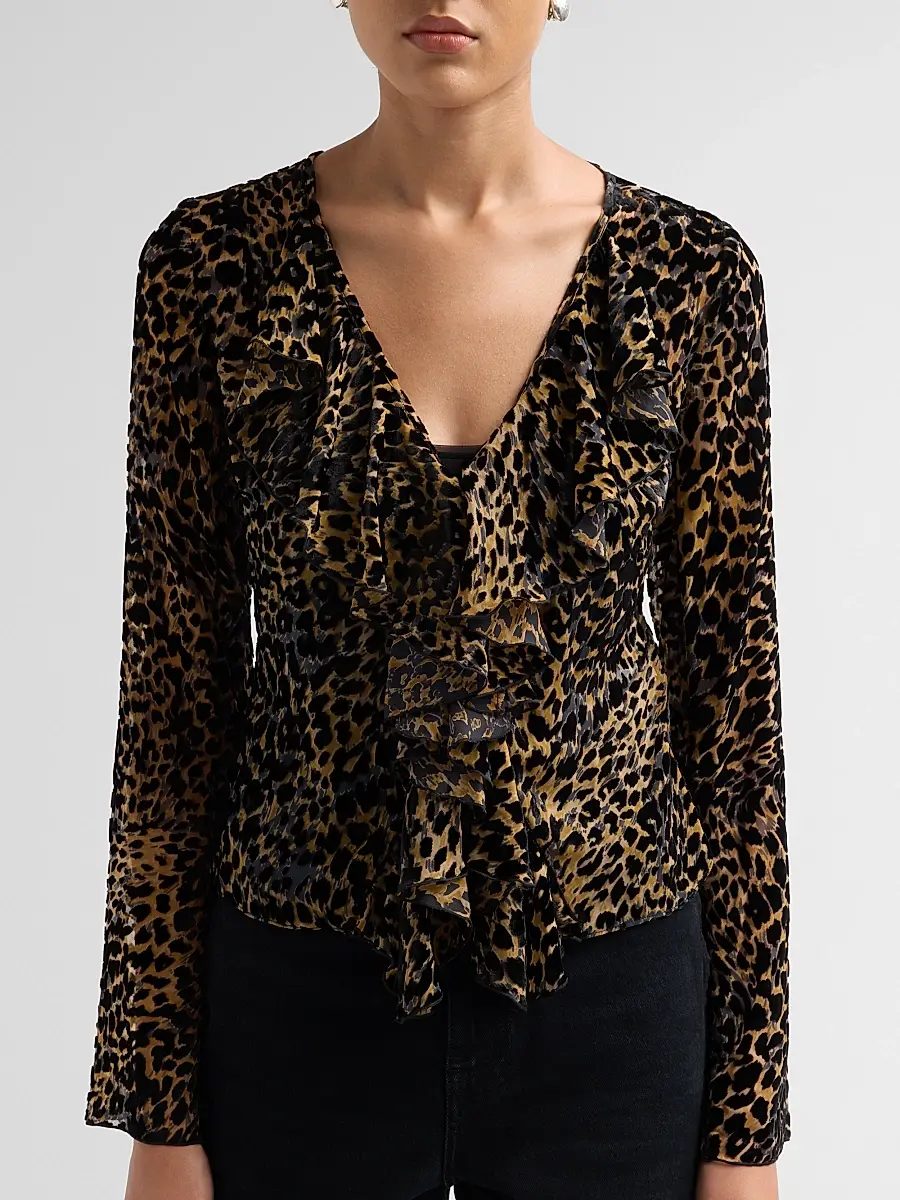 Ronny Kobo Women's Marian Leopard-Print Ruffled Top | Thumbnail 5 Ronny Kobo Women's Marian Leopard-Print Ruffled Top | Thumbnail 5