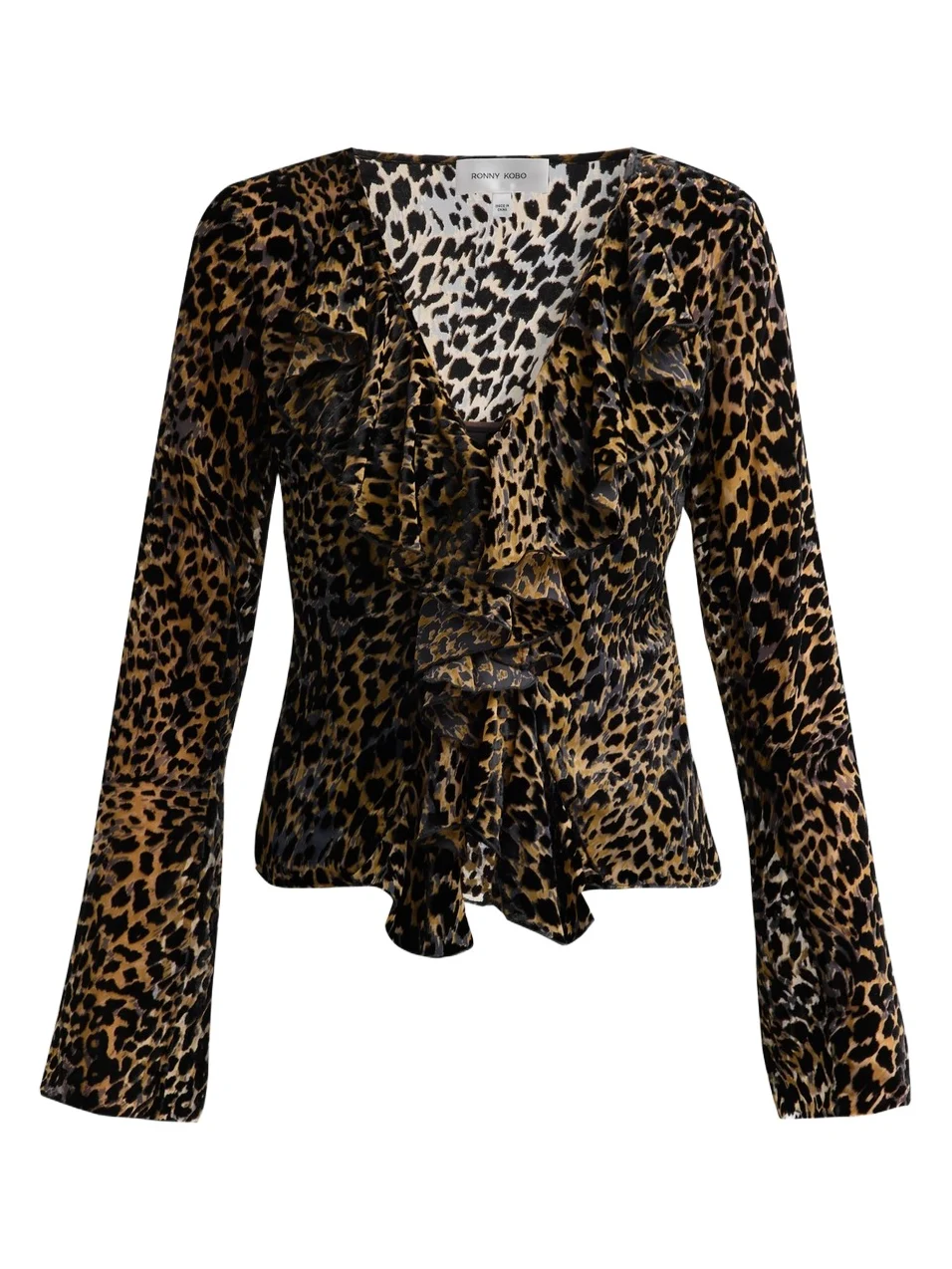 Ronny Kobo Women's Marian Leopard-Print Ruffled Top