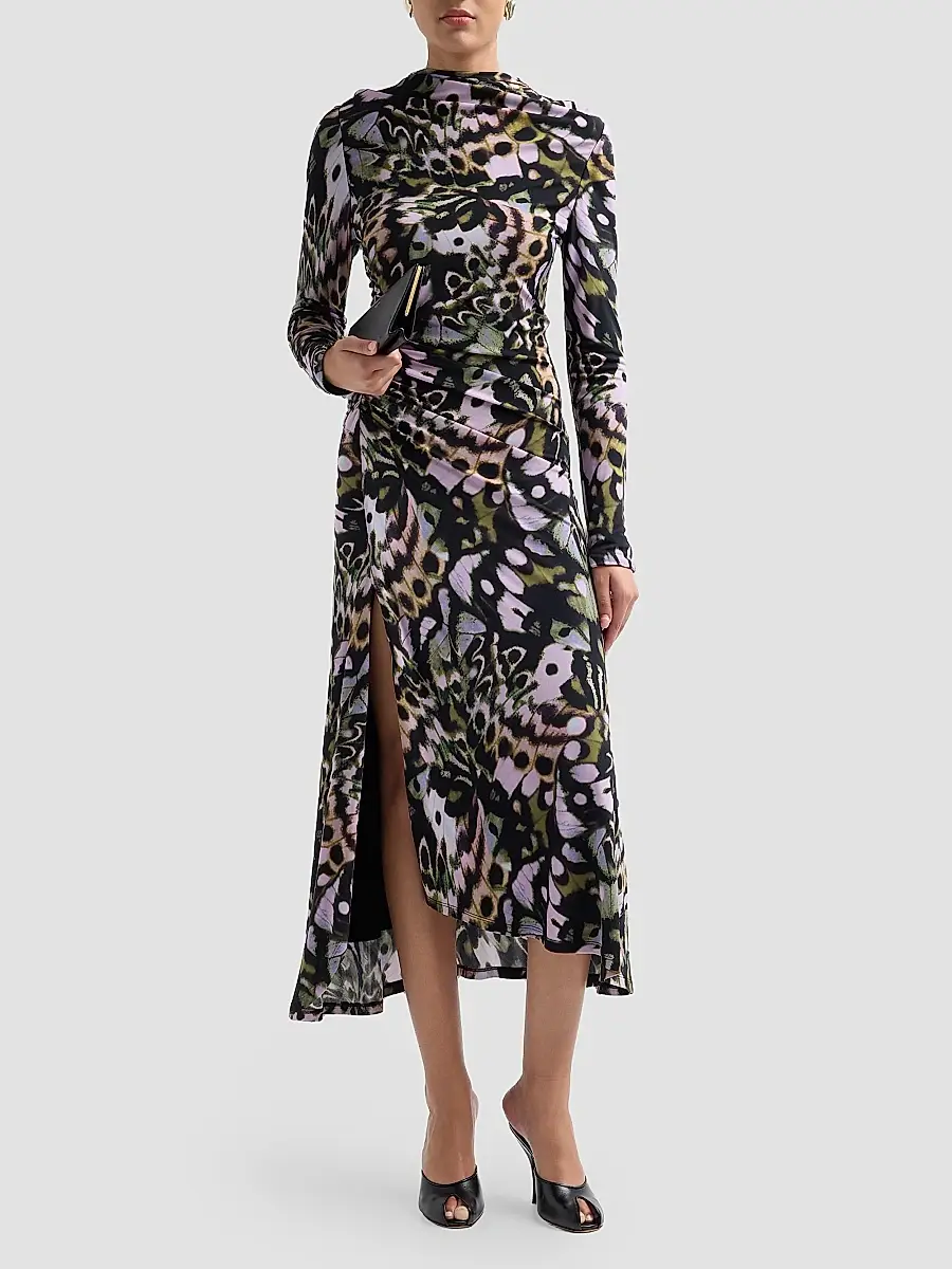 Amur Women's Isabella Printed Asymmetric-Hem Midi Dress | Thumbnail 2 Amur Women's Isabella Printed Asymmetric-Hem Midi Dress | Thumbnail 2