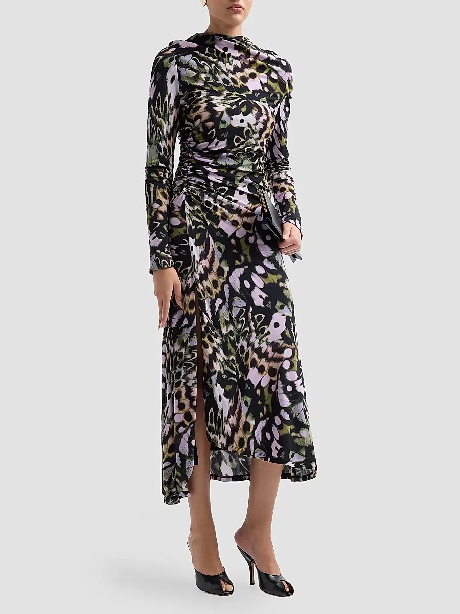 Amur Women's Isabella Printed Asymmetric-Hem Midi Dress | Thumbnail 4 Amur Women's Isabella Printed Asymmetric-Hem Midi Dress | Thumbnail 4