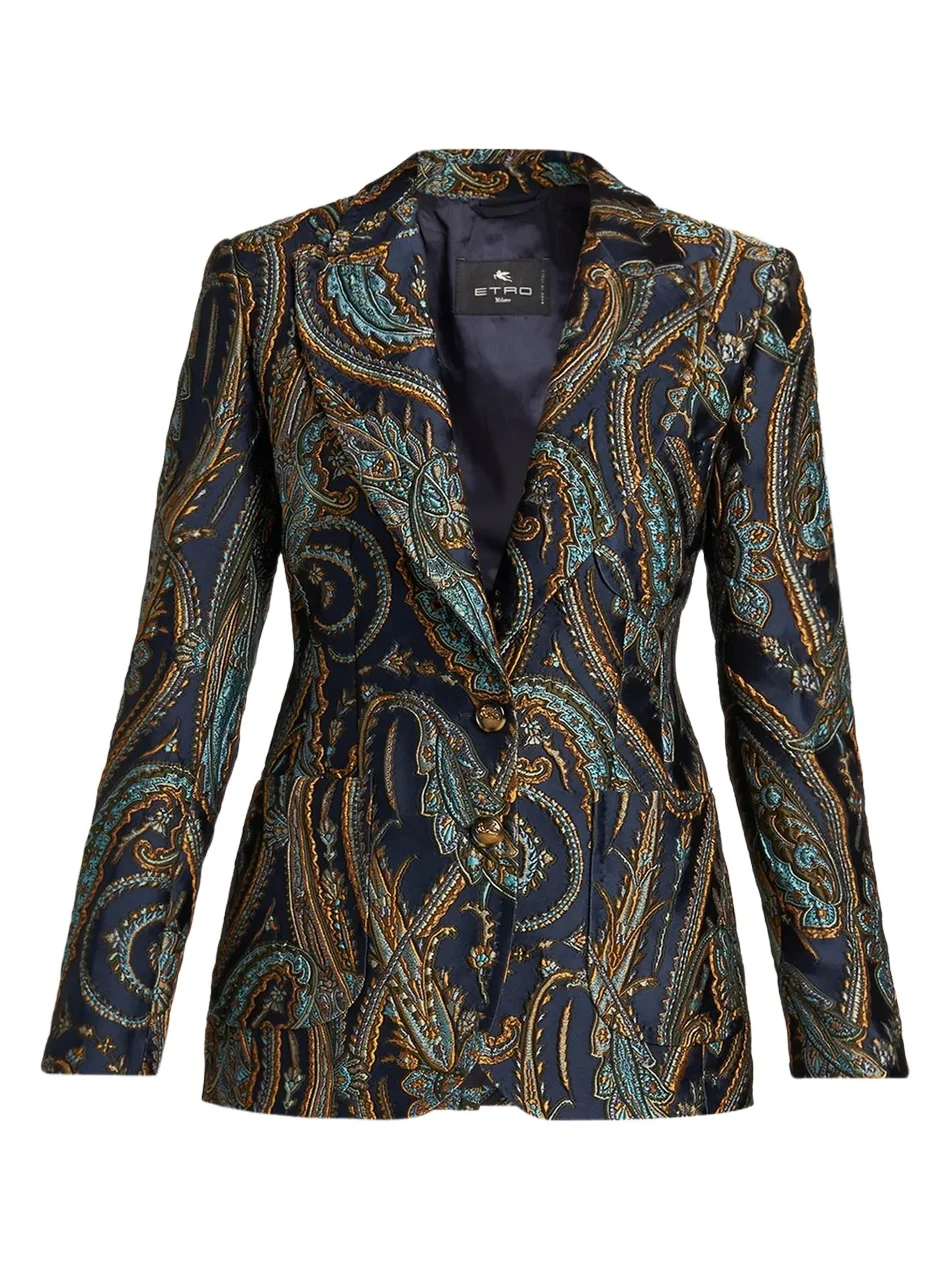 Women's Paisley Single-Breasted Blazer
