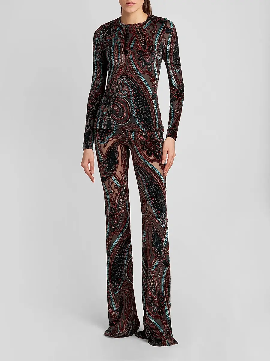 Etro Women's Velvet Paisley Sheer Top | Thumbnail 2 Etro Women's Velvet Paisley Sheer Top | Thumbnail 2