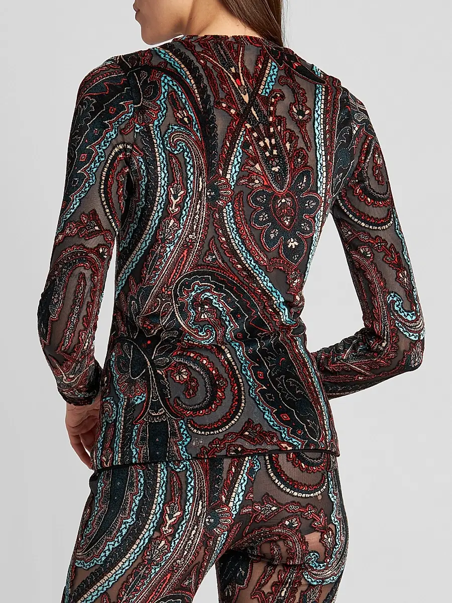 Etro Women's Velvet Paisley Sheer Top | Thumbnail 3 Etro Women's Velvet Paisley Sheer Top | Thumbnail 3