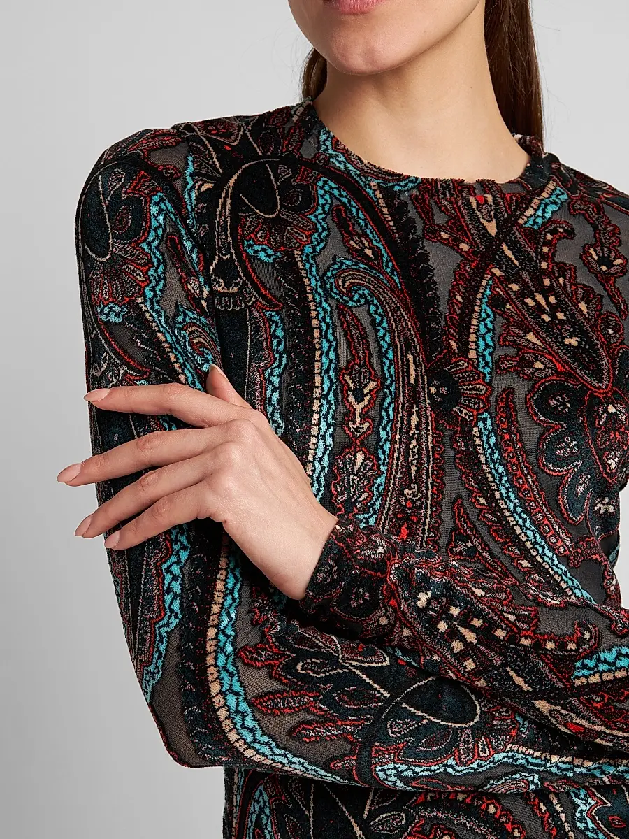 Etro Women's Velvet Paisley Sheer Top | Thumbnail 5 Etro Women's Velvet Paisley Sheer Top | Thumbnail 5