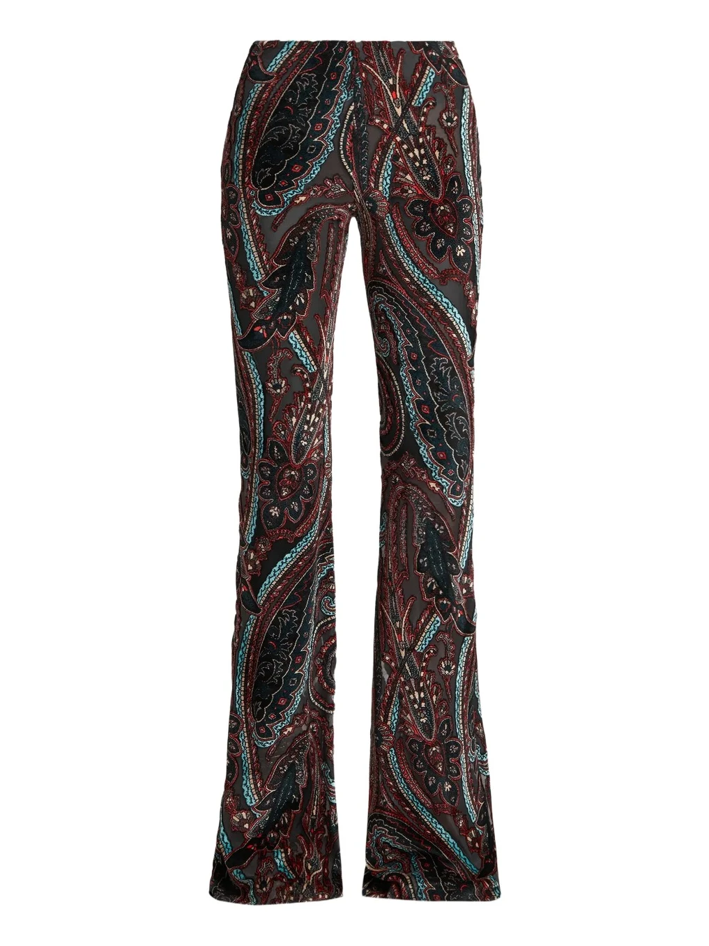 Women's Velvet Paisley Sheer Kick Flare Leggings Women's Velvet Paisley Sheer Kick Flare Leggings