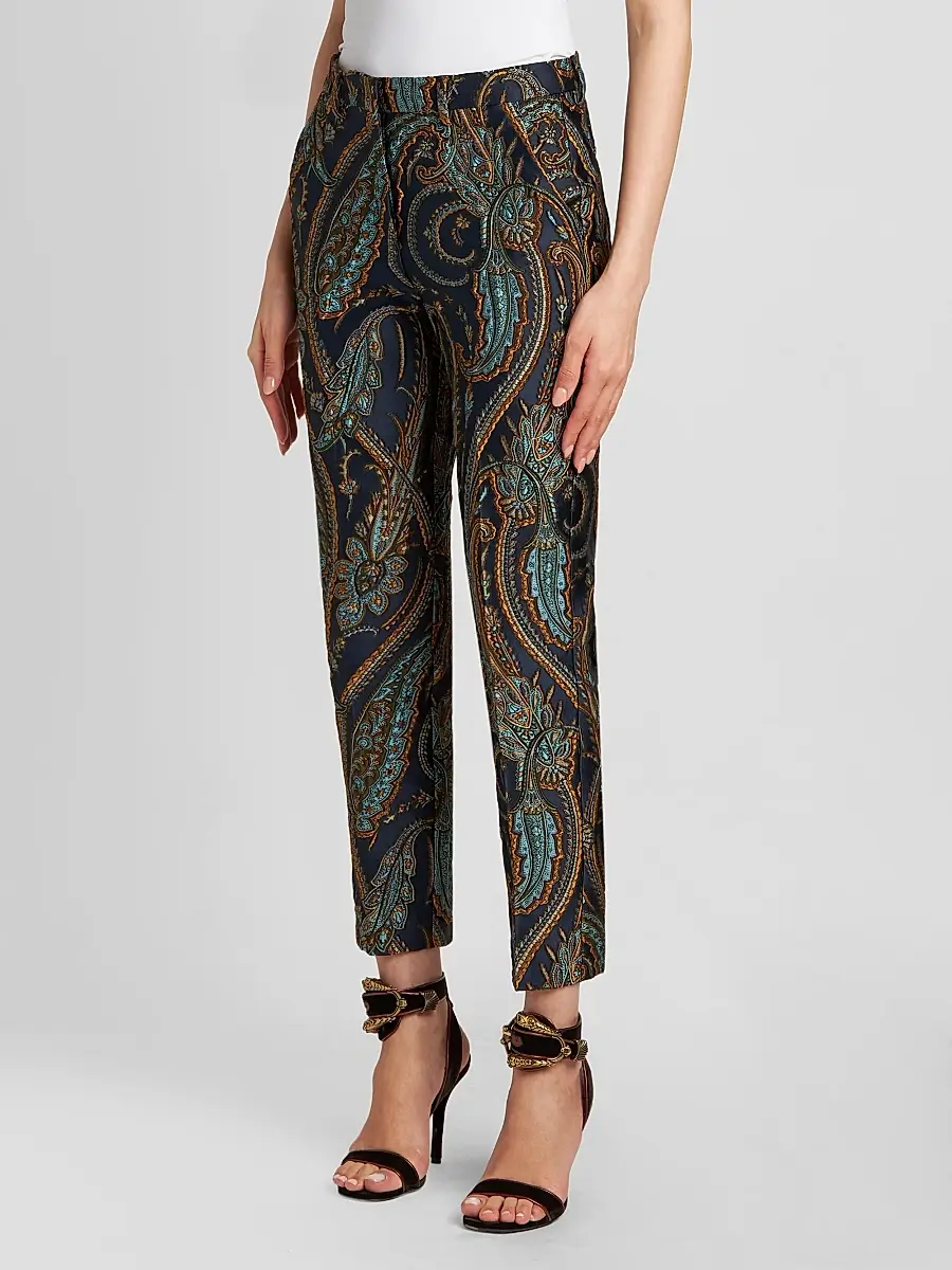 Etro Women's Satin Paisley Tapered Trousers | Thumbnail 4 Etro Women's Satin Paisley Tapered Trousers | Thumbnail 4