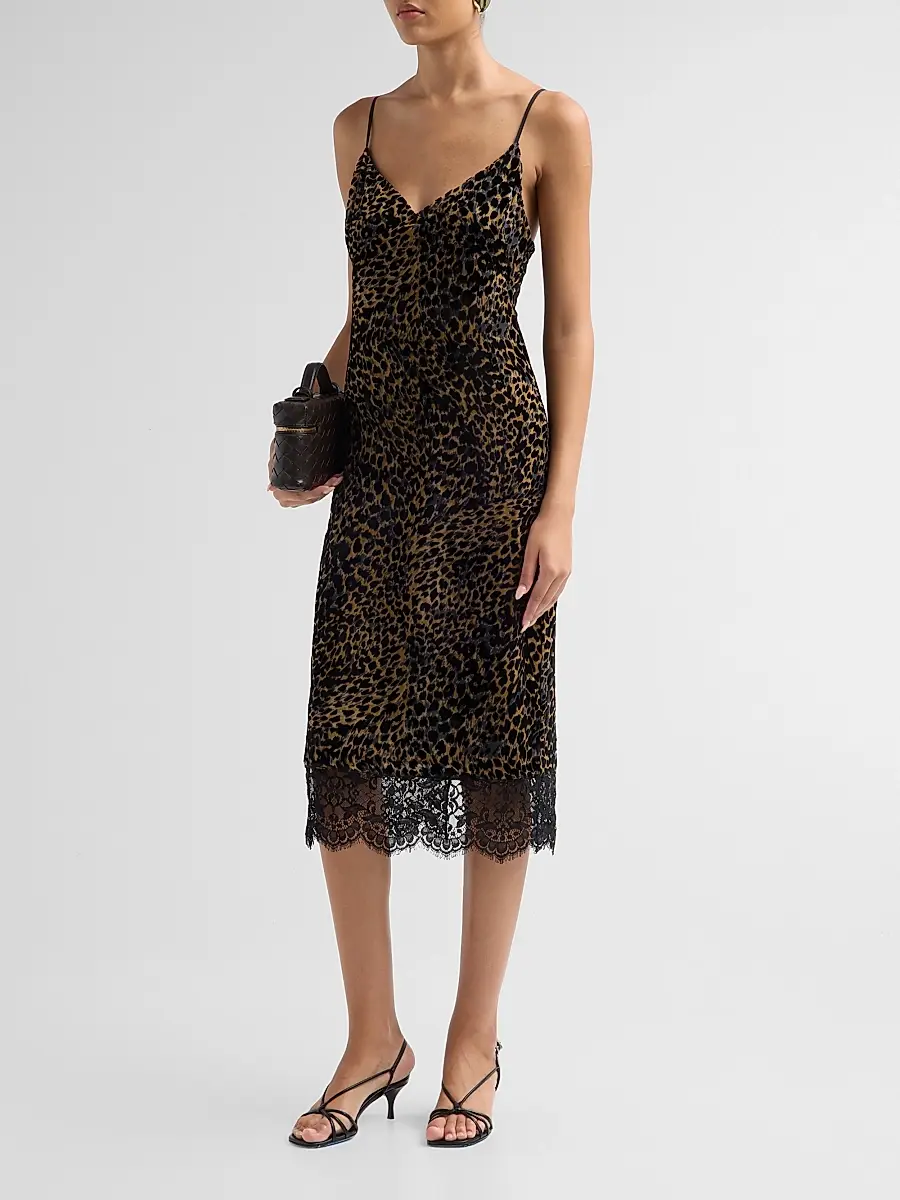 Ronny Kobo Women's Jourdin Leopard-Print A-Line Midi Dress | Thumbnail 4