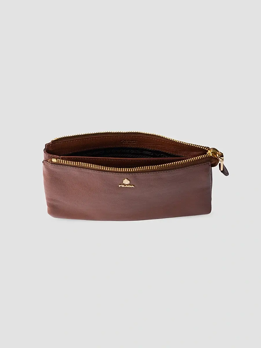 Prada Women's Leather Zipper Pouch | Thumbnail 3 Prada Women's Leather Zipper Pouch | Thumbnail 3