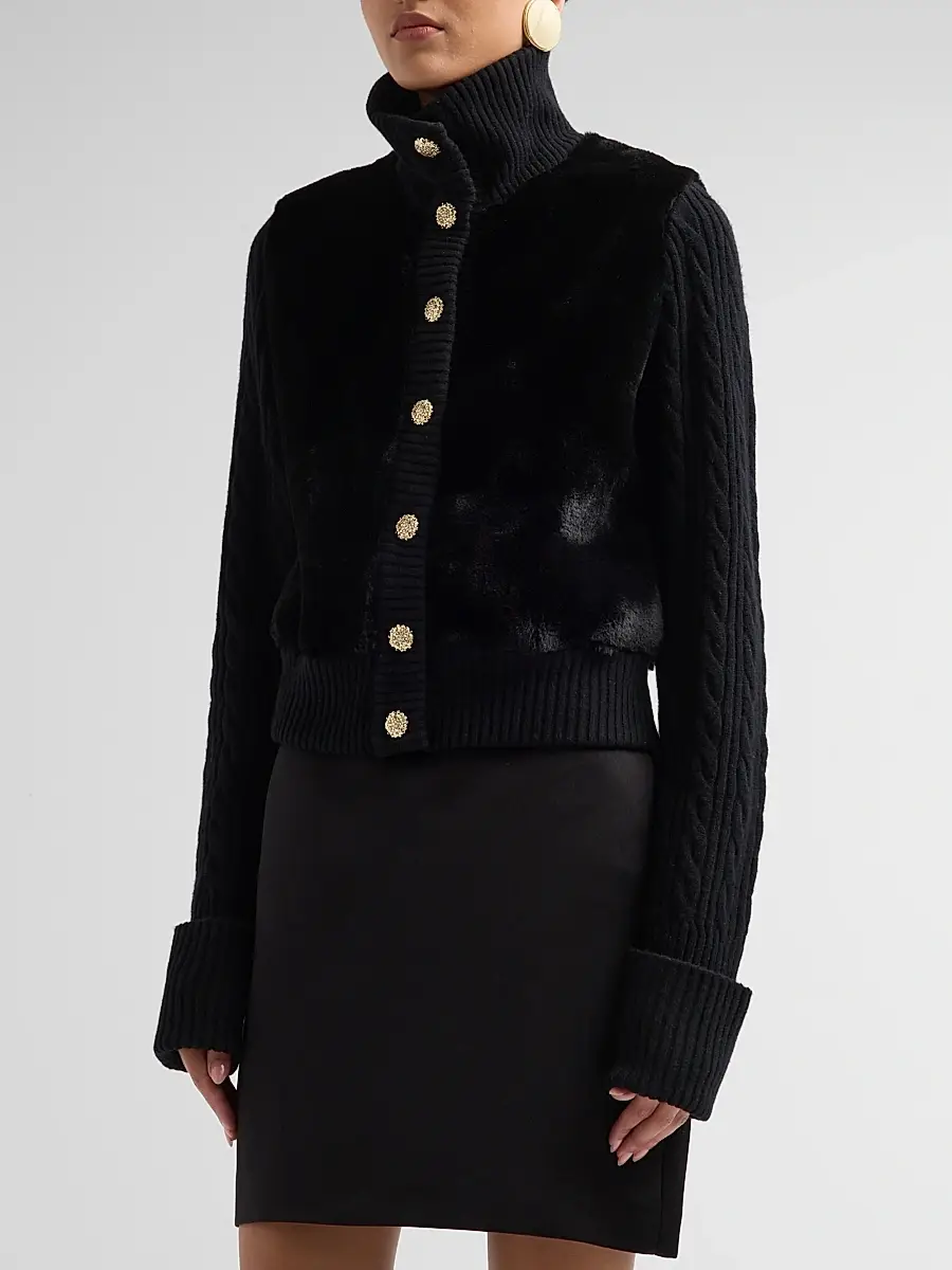 Cara Cara Women's Logan Wool-Cashmere Faux-Fur Cardigan | Thumbnail 4 Cara Cara Women's Logan Wool-Cashmere Faux-Fur Cardigan | Thumbnail 4