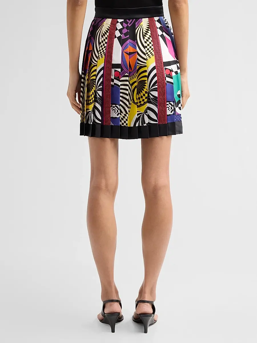 Versace Women's Printed Pleated Silk Mini Skirt | Thumbnail 3 Versace Women's Printed Pleated Silk Mini Skirt | Thumbnail 3