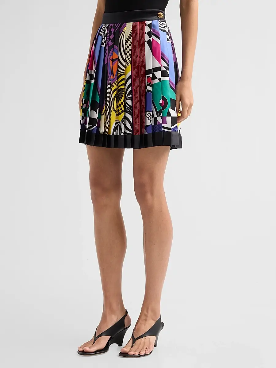 Versace Women's Printed Pleated Silk Mini Skirt | Thumbnail 4 Versace Women's Printed Pleated Silk Mini Skirt | Thumbnail 4