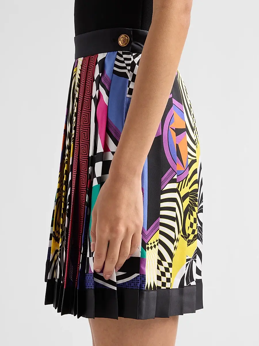 Versace Women's Printed Pleated Silk Mini Skirt | Thumbnail 5 Versace Women's Printed Pleated Silk Mini Skirt | Thumbnail 5