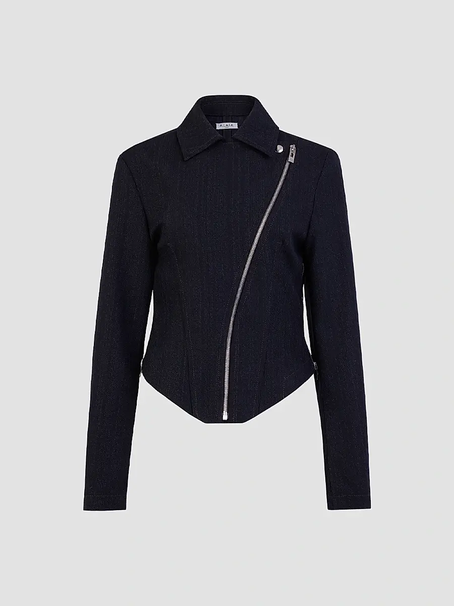 Alaïa Women's Wool Denim Biker Jacket | Thumbnail 2 Alaïa Women's Wool Denim Biker Jacket | Thumbnail 2
