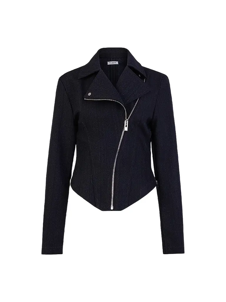 Alaïa Women's Wool Denim Biker Jacket
