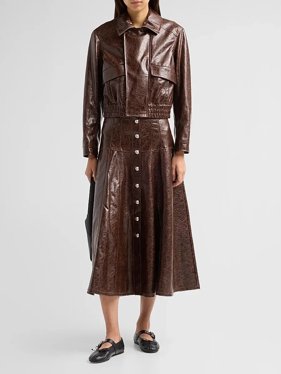 Cinq à Sept Women's Alexander Faux Leather Spread-Collar Jacket | Thumbnail 2 Cinq à Sept Women's Alexander Faux Leather Spread-Collar Jacket | Thumbnail 2