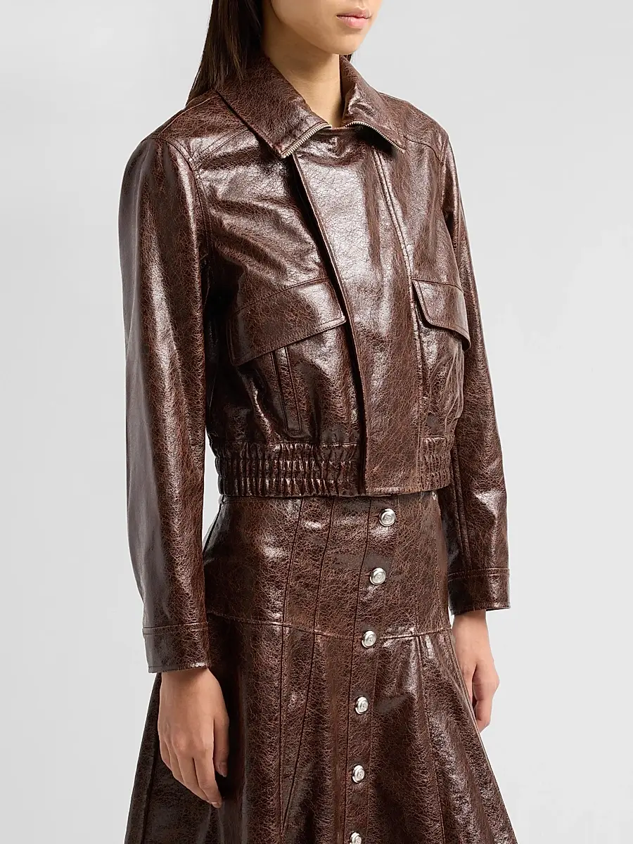 Cinq à Sept Women's Alexander Faux Leather Spread-Collar Jacket | Thumbnail 4 Cinq à Sept Women's Alexander Faux Leather Spread-Collar Jacket | Thumbnail 4